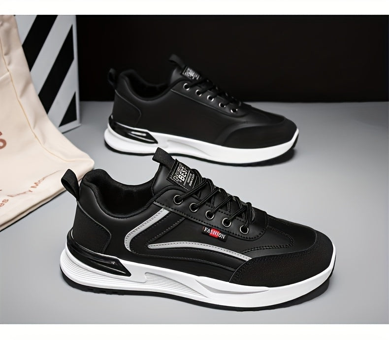 Men's Plus Size Walking Shoes, Skate Shoes, Breathable Trail Running Shoes, Travel Shoes, Trendy Versatile Low-Top Casual Sports Shoes, Fashion Sneakers, Black Knit Mesh Shoes for Spring, Summer, Autumn, All Seasons - ayq