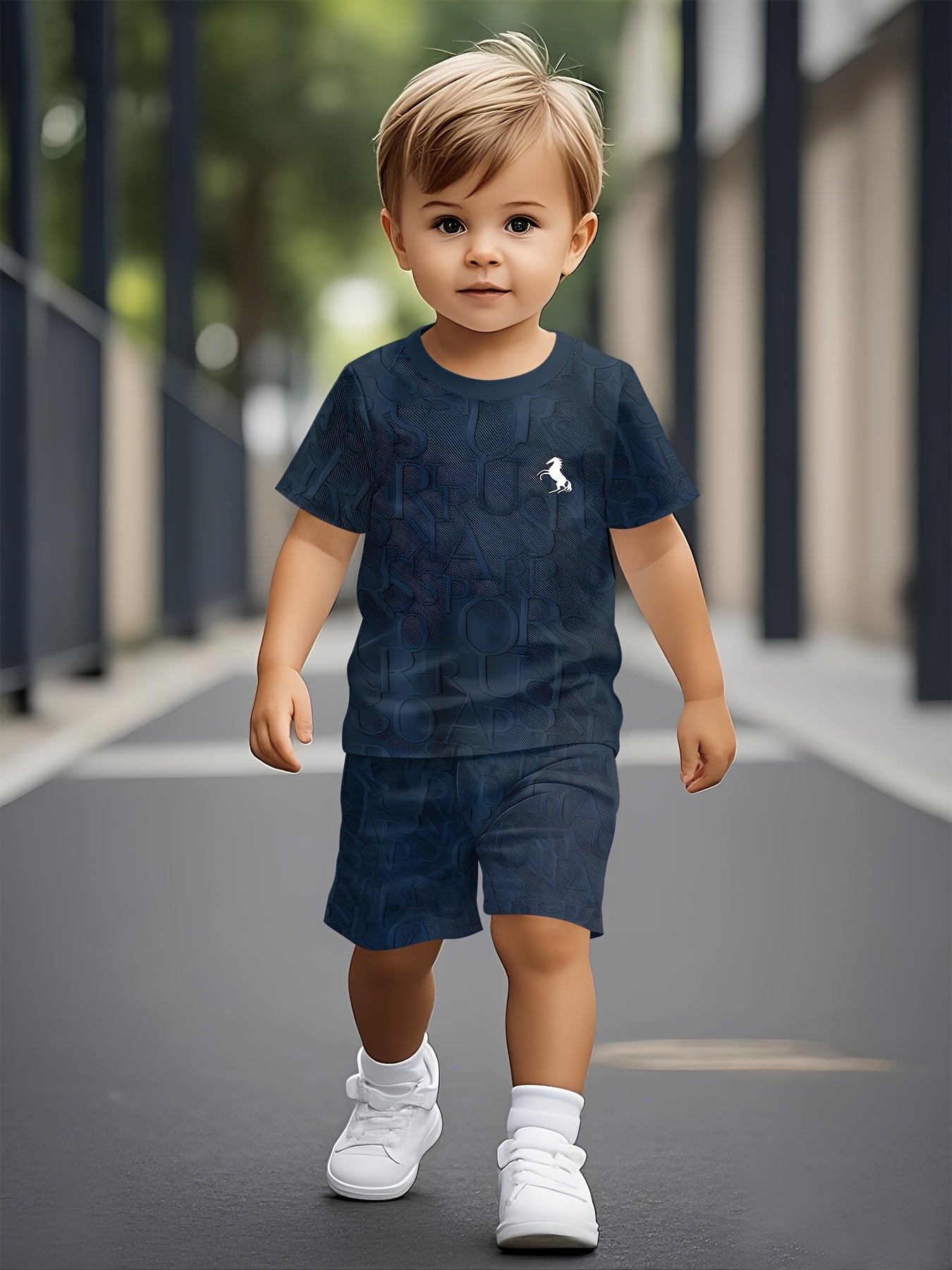 Summer Boys & Girls Casual Horse-Print Short Sleeve Set