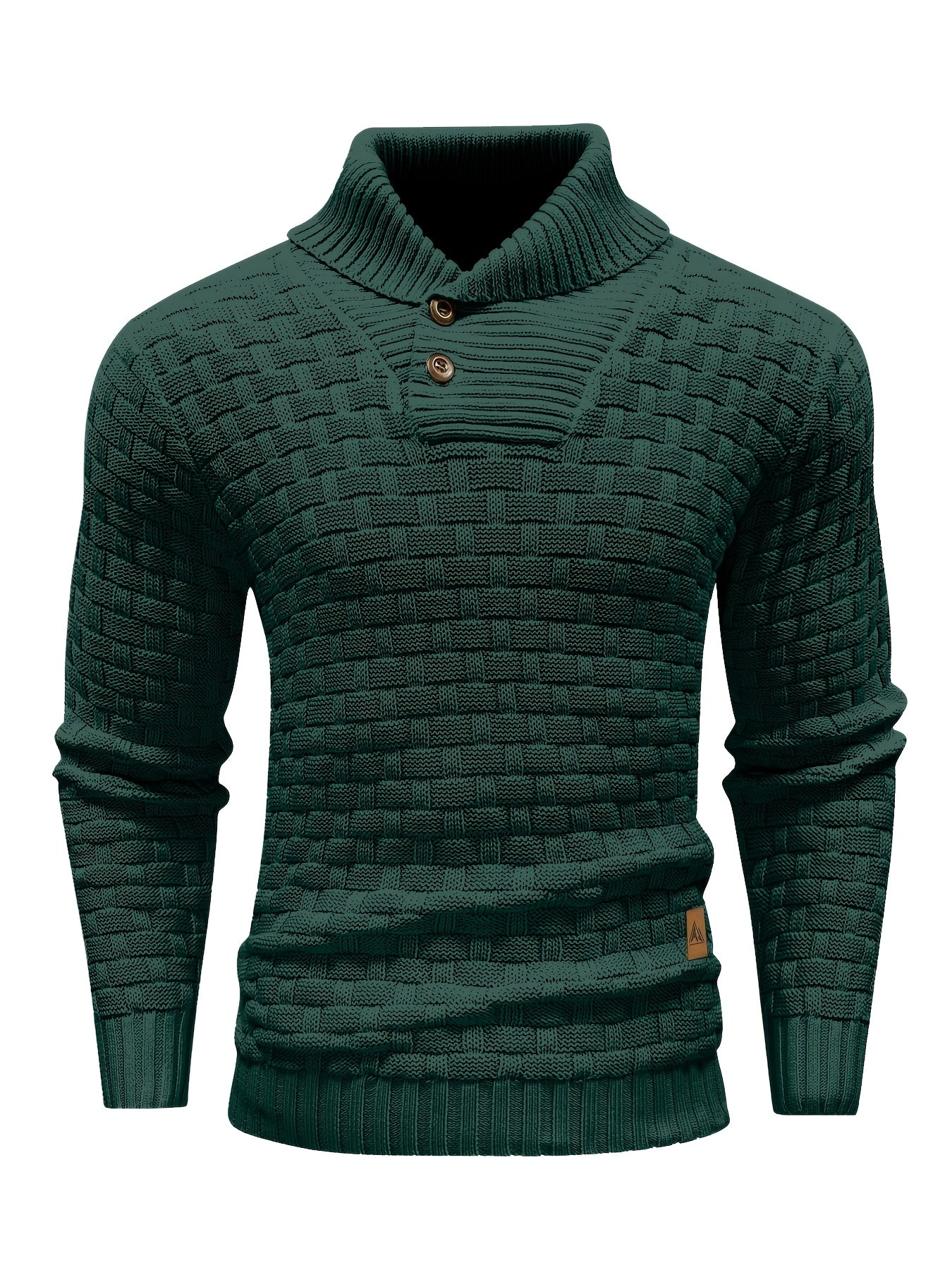 Men's Casual Waffle Pattern High Stretch Sweater, Chic Mature Pullover Sweater For Fall Winter