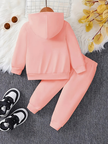 Toddler Girl's Casual 'Love' Letter Print Hoodie & Pants Set