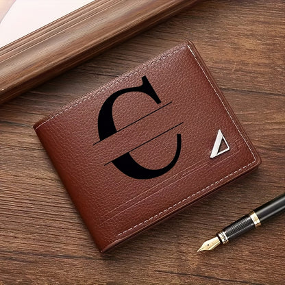 Custom Letter Solid Color Men's Wallet, Black Stylish Foldable Card Holder, Casual Men's Coin Purse, Suitable as a Birthday Gift for Husband, Holiday Anniversary Gift