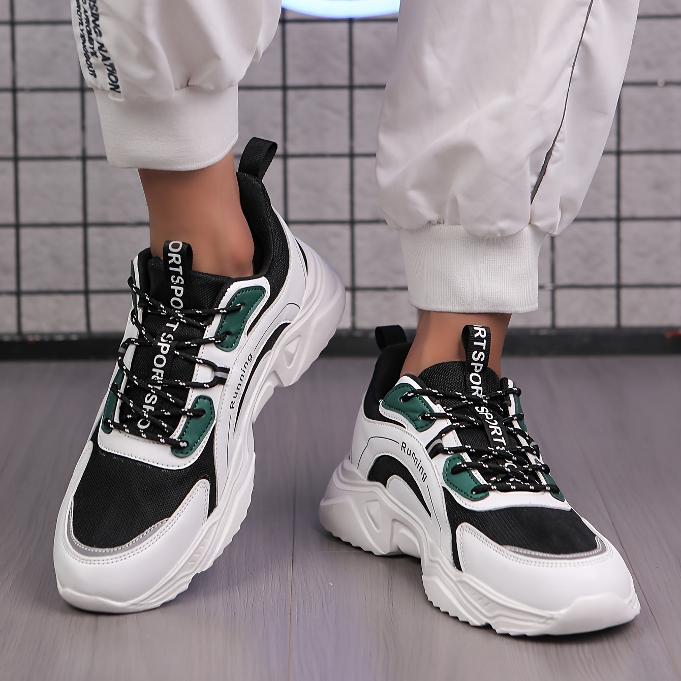 Men'S Casual Sports Sneakers - Stylish Black  White, Lightweight  Comfortable Running Shoes for All Seasons, Lace-Up Design, Allseason Sneakers   Stylish Casual Shoes   Comfortable Footwear