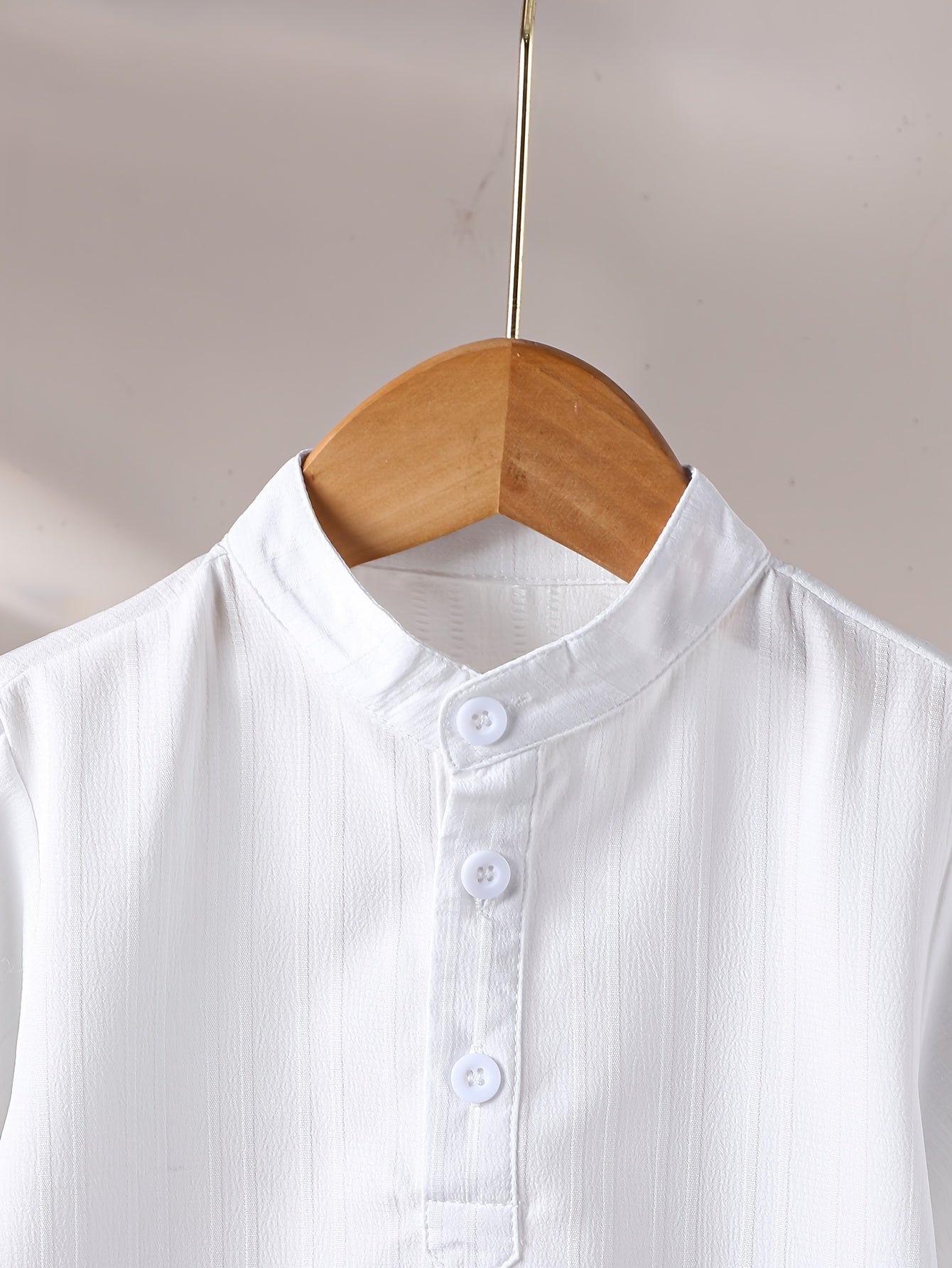 Boys' Casual Stand Collar Short Sleeve Shirt for Spring-Fall