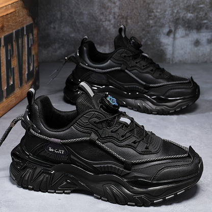 Men'S Preppy Sports Sneakers - All-Season Casual Lace-Up Shoes with Faux Upper, Fabric Inner  PVC Sole - Round Toe Low Top for Daily Wear