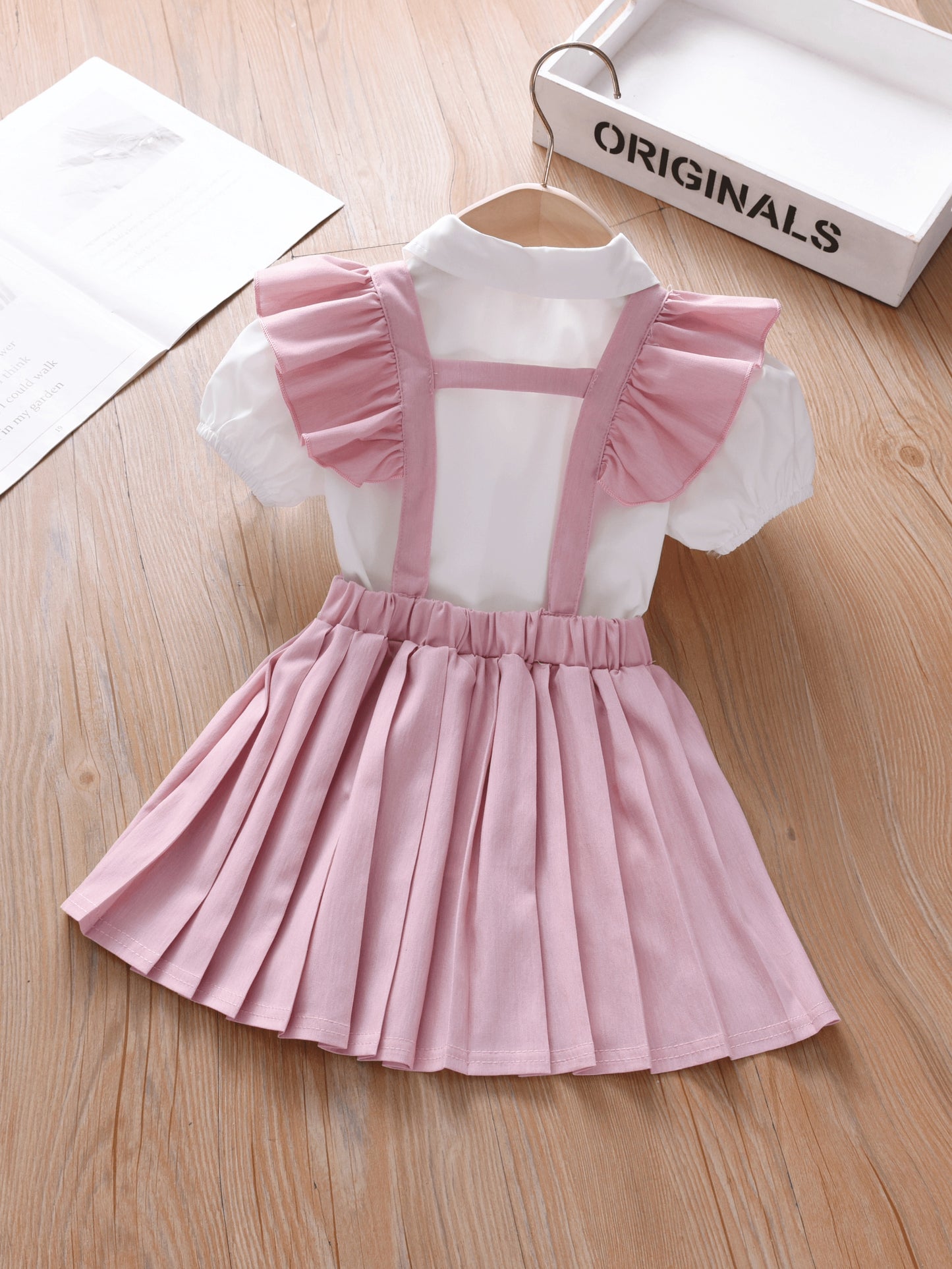 Girls' Summer Preppy 2-Piece Dress and Shirt Set