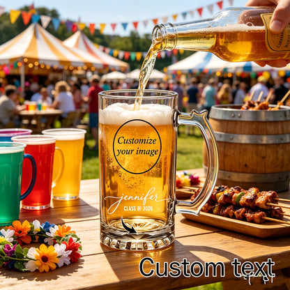 Custom Large-Capacity Beer Mug with Personalized Image & Text