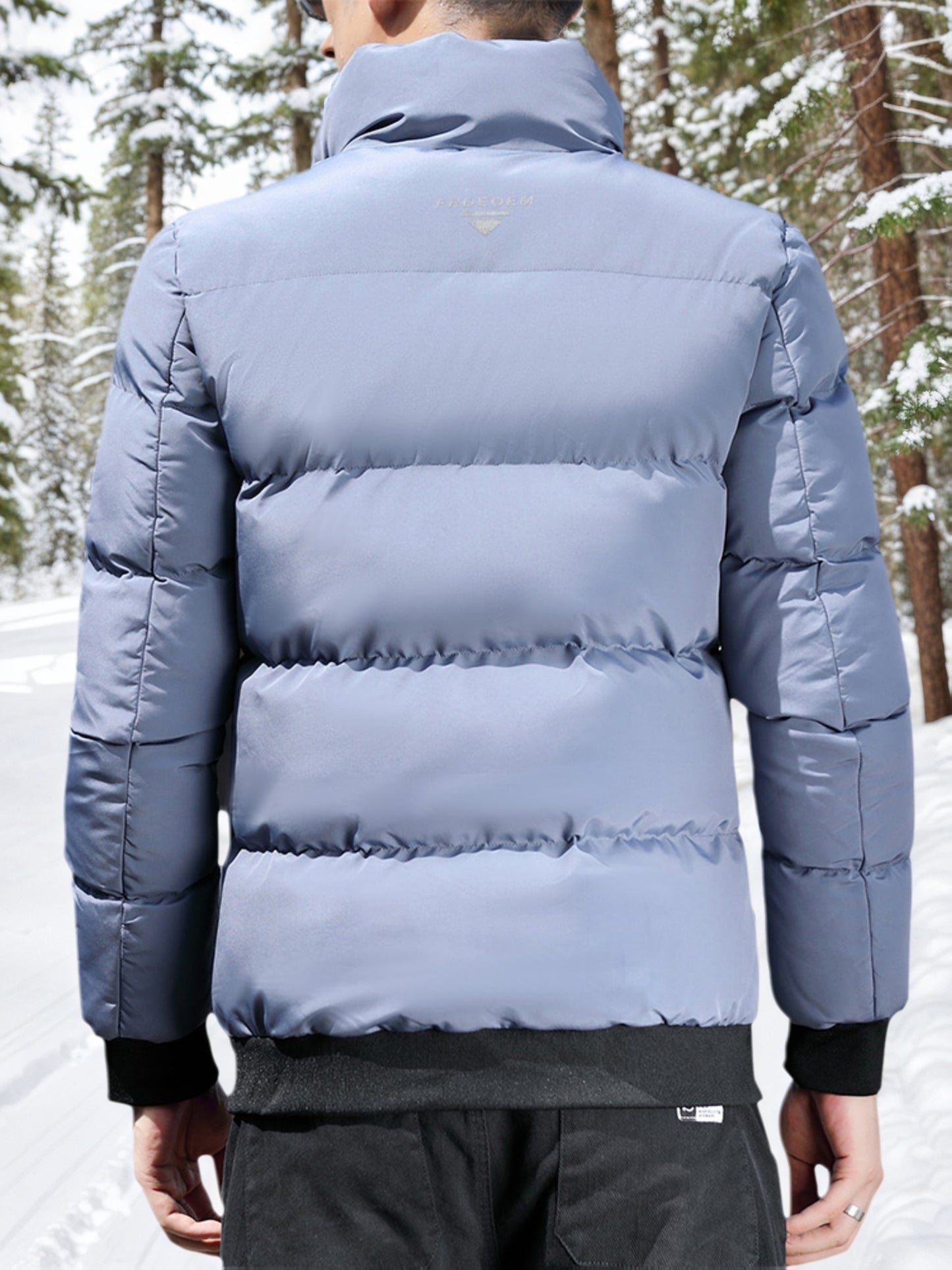 Men's Heavyweight Winter Coat - Full-Zip Cold Weather Jacket, Stand-Up Collar, Exterior Zipper Closure, Machine Washable Outer Shell for Everyday & Formal Wear - Black, Seasonal Layering, Sleek Design, Durable Fabric, Urban C