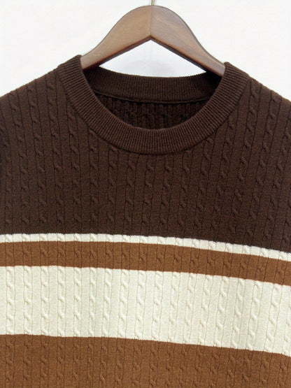 Men'S Pullover Knit Sweater for Autumn And Winter, Long-Sleeve Round-Neck Top for Men, Men'S Sweater, New Year Clothing, Men'S Autumn And Winter Sweater, Men'S Winter Sweater, Festive Attire, Men'S Party Outfit, Striped Sweat