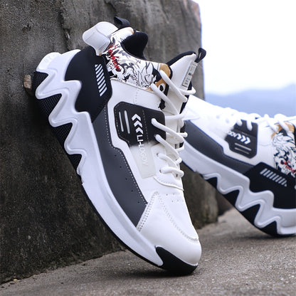 Men's High-Top Basketball Sneakers, Preppy Street Style, Solid Color with Cartoon  Stripes, All-Season Lace-Up Sports Shoes, Faux Upper, Fabric Inner, Rubber Sole, for Running, Hiking  Casual Wear, Outdoor Activities Shoes