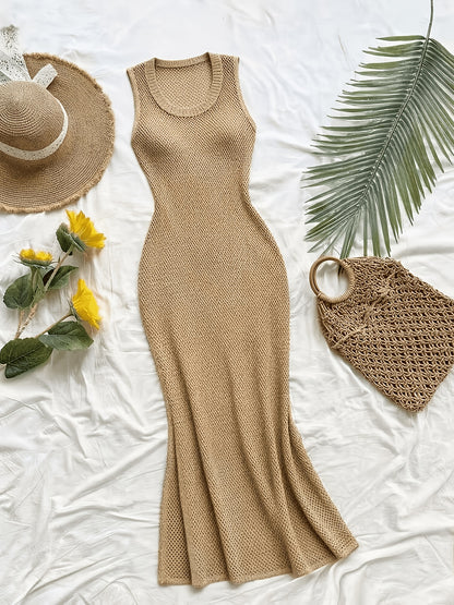 Women's Casual Long Knit Sweater Dress with Side Slit