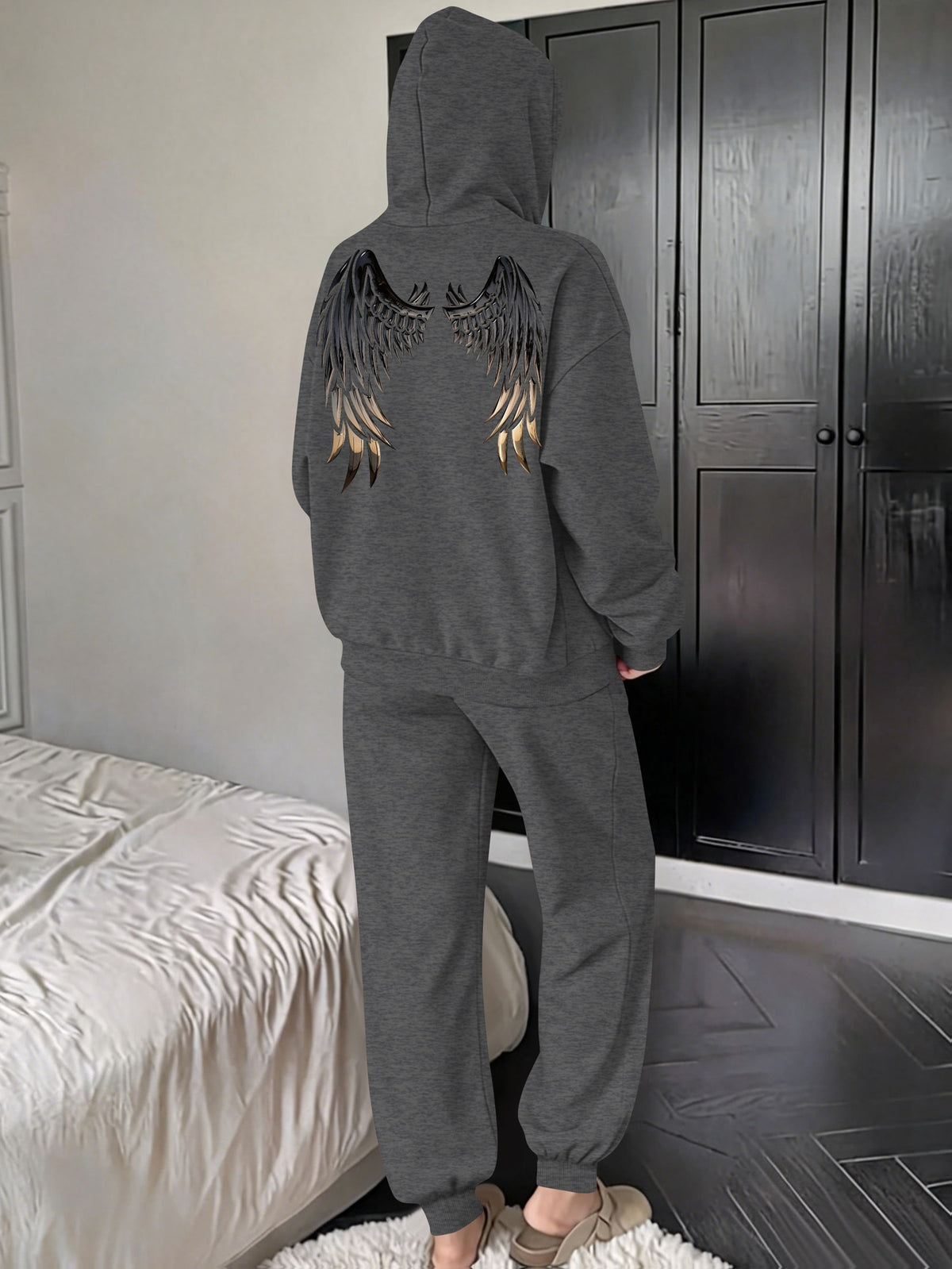Women’s Fall Winter Casual Loose Hooded Sweatshirt & Pants Set - ayq