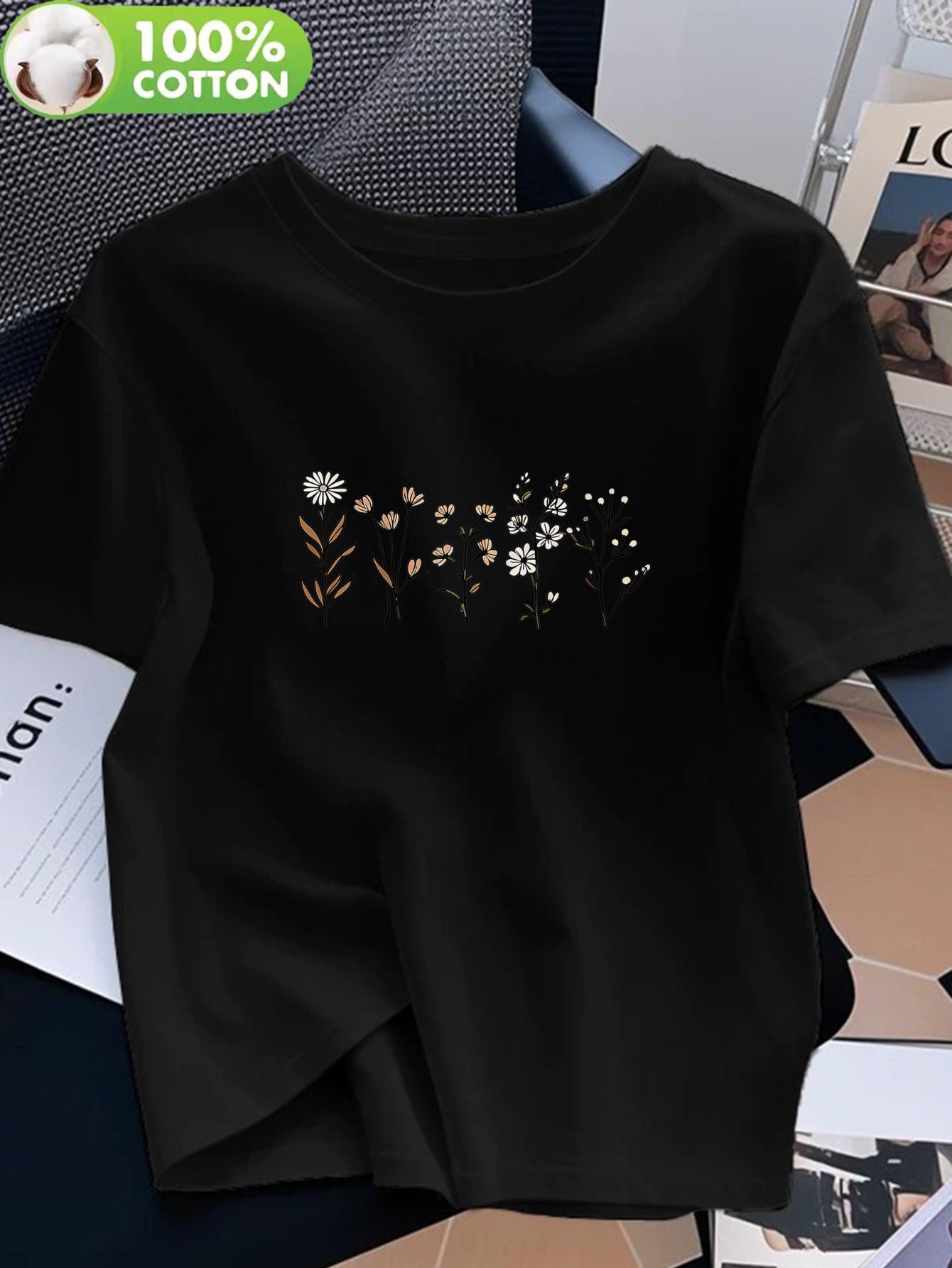 Women's 100% Cotton Crew Neck T-Shirt, Casual Summer Top