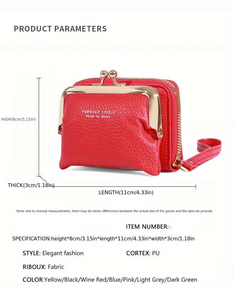 Small Credit Card Bag For Women, Multi Functional Kiss Lock Wallet, Fashion Zipper Coin Purse