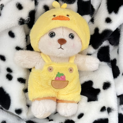 28Cm/11Inch White Bear Plush Toy with Outfits, Furry Bear Stuffed Animal Dressed in Pig, Rabbit, Chick, And Dinosaur Attire, Adorable And Cozy Decorations, Perfect for Birthday Surprises, Christmas Gifts for Boys, Girls, Kids