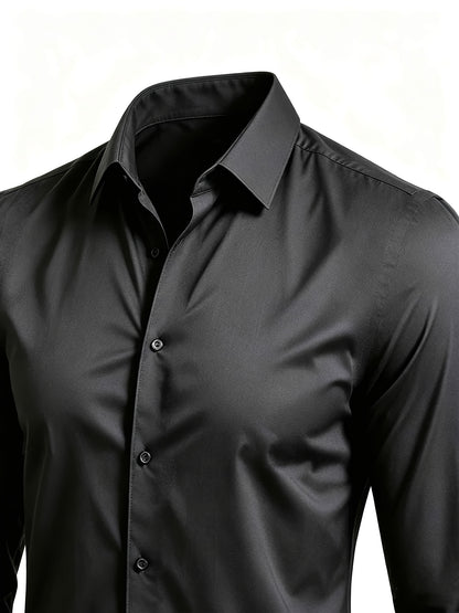 Men's Casual Long Sleeve Button-Up Solid Color Shirt