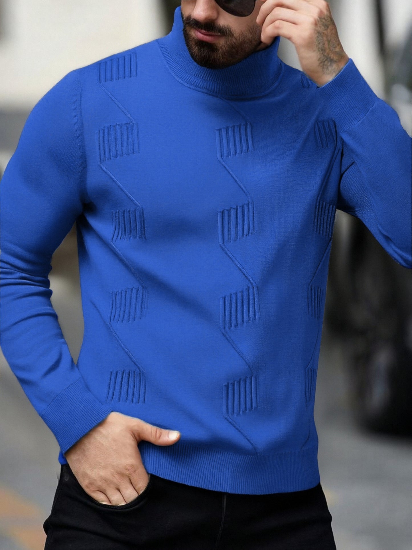 Men's Autumn/Winter High-Neck Sweater, Men's Winter High-Neck Pullover Knit Sweater, Men's Winter Clothing, Men's Sweater, Christmas Sweater, Men's Christmas Sweater, Winter Men's Apparel, New Year's Apparel, Men's Christmas