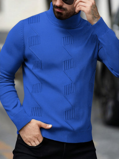 Men's Autumn/Winter High-Neck Sweater, Men's Winter High-Neck Pullover Knit Sweater, Men's Winter Clothing, Men's Sweater, Christmas Sweater, Men's Christmas Sweater, Winter Men's Apparel, New Year's Apparel, Men's Christmas