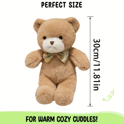 30cm/11.81in Teddy Bear Plush with Bow Tie Ribbon - // Kawaii, Huggable Cuddly Bear for Valentine's Gift, Birthday Present for &, Decor, Collectible Teddy Bear for &