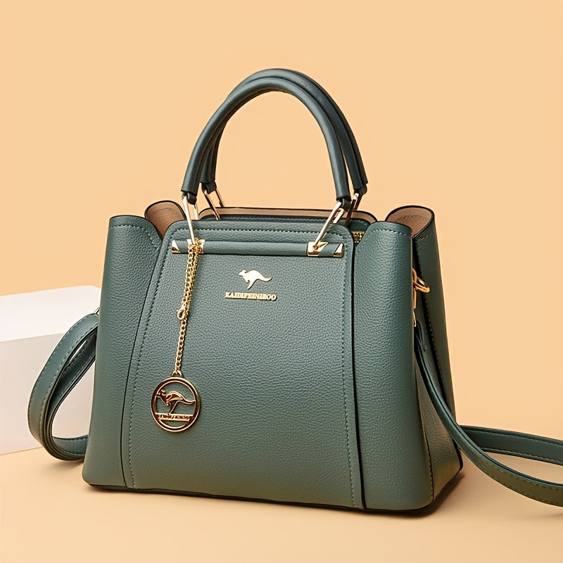 Elegant Women's Fabric Handbag with Metal Accents - Versatile Style