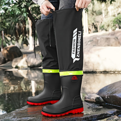 Men's Waterproof Long Rain Boots for Outdoor Travel
