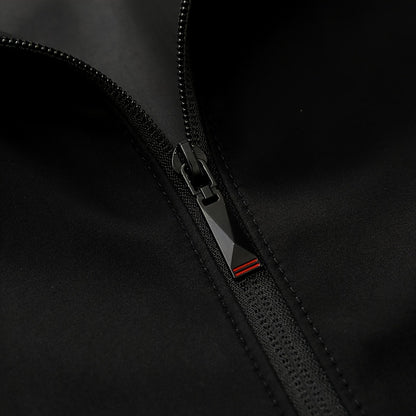 Men's Solid Burgundy (or other colors available) Slim-Fit Full-Length Zip-Up Jacket - Lightweight Business Casual Coat with Full-Length Zipper Closure, White Collar & Full-Length Zip Jacket for Office, Semi-Formal & Semi-Prof