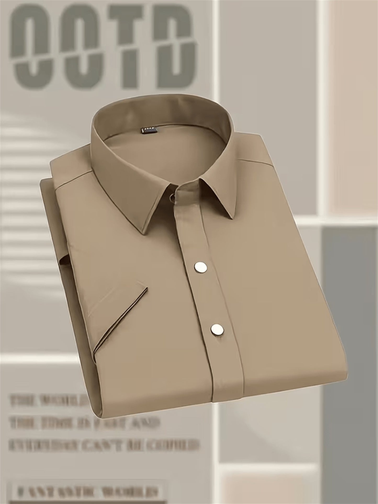 Men's Casual Business Shirt Short Sleeve Polyester Top