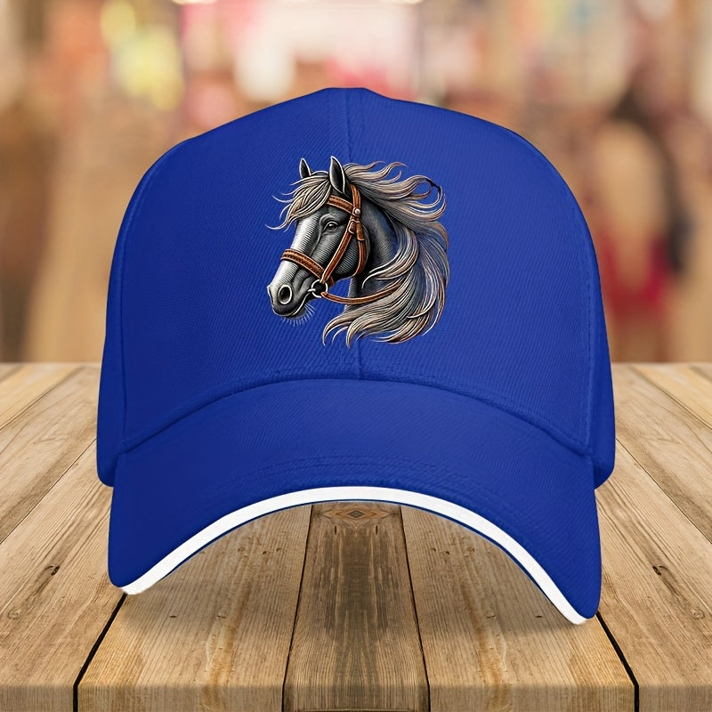 Vintage-Style Lightweight Baseball Cap with Horse Design