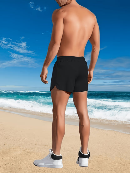 Men's Casual Quick-Dry Beach and Surf Shorts with Geometric Pattern
