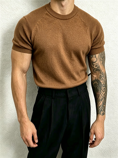 Men's Casual Summer Raglan Sleeve Knit Sweater, Lightweight Polyester