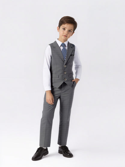 Boys' Casual Suit Vest, Pants & Tie Set for Formal Occasions