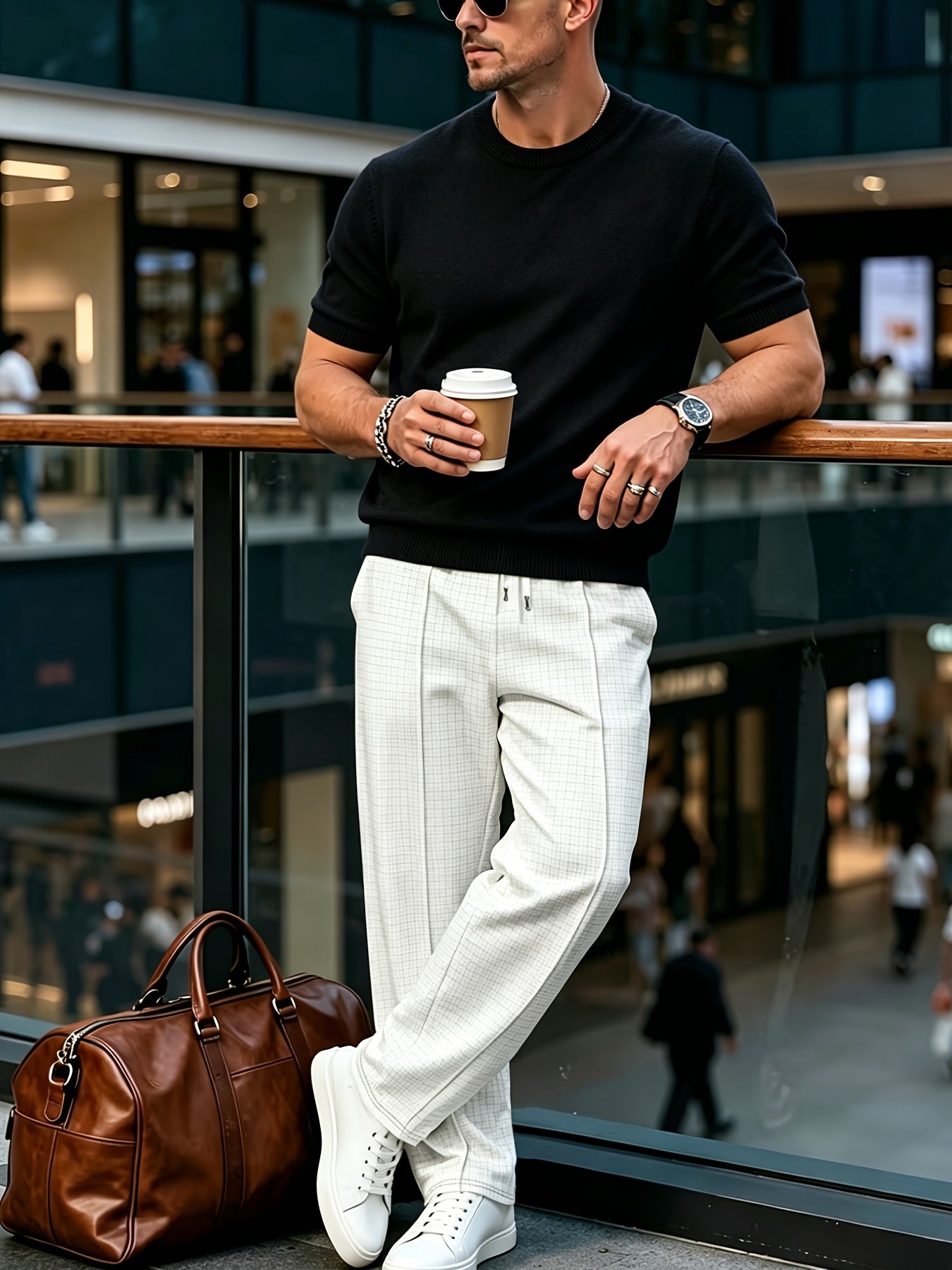 Men's Slim Fit Round Neck Knit Short Sleeve T-Shirt