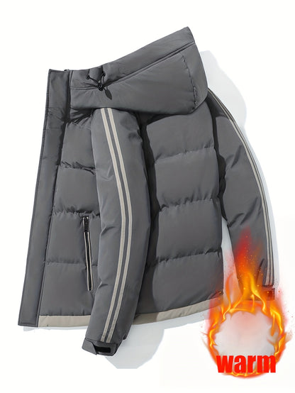 Men'S Heavyweight Winter Hooded Jacket - Thermal Insulated Cold Weather Coat with Zipper Closure, Long Sleeve Outerwear for Hiking, Skiing, Thick, Hiking Gear, Sleek Design, Durable Construction, Outdoor Enthusiasts