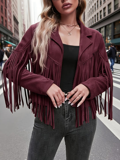 Plus Size, Women's Plus Size Elegant Long Jacket Coat - Soft Formal Lapel collar, All-Season Chic Outerwear for Office, Party, Everyday - Plus Friendly Elegant Jacket for Women, Party Attire, Suedelike Texture, Fuzzy Textured