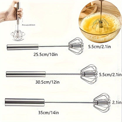 Hand Whisk, Semi-automatic Whisk, Stainless Steel Whisk, For Household Mixing Mixer Press Mixer Household Milk Foam Maker Baking Tools for restaurant/food truck/bakery