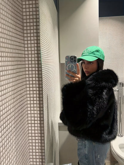 Women'S Thick Fox-like Fur Coat - Elegant Winter Jacket with Button Front Closure, Non-Stretchy Luxury Outerwear for Cold Weather, Chic Coat for Everyday & Formal Events (INDEFEIR), Winter Jacket, Formal Event Attire, Plush T