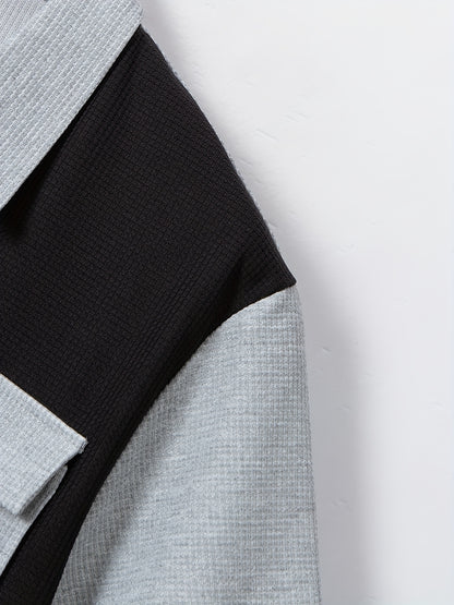 Men's Summer Two-Piece Set, Waffle Fabric Contrast Color with Pockets Short-Sleeved Shirt + Casual Trousers Suit, Leisure Light Business Vacation Daily Multiple Scenes