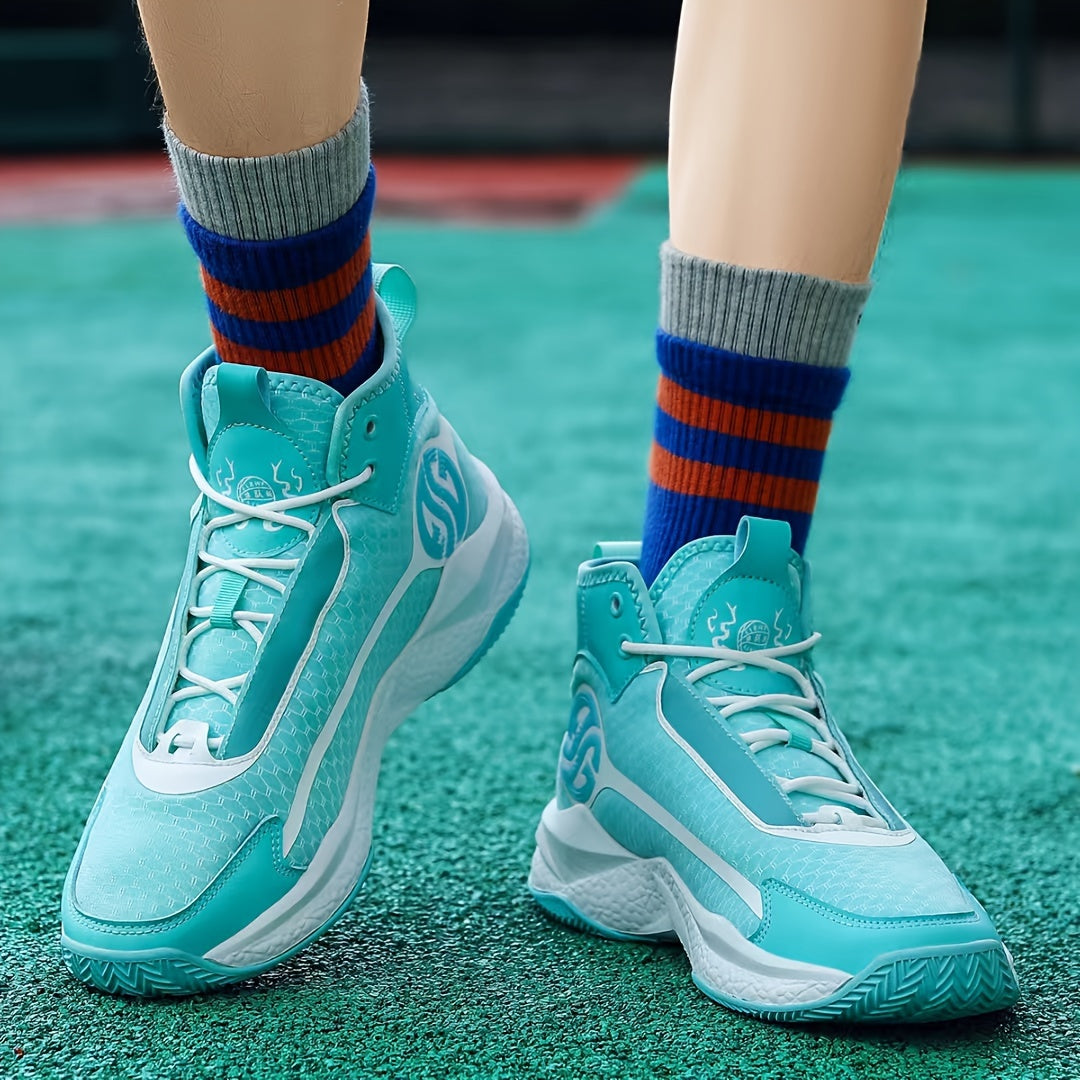 Unisex Fashion Sports Sneakers - Casual Street Athletic Running Shoes with Breathable Fabric Upper, Mid Top Lace-Up, Rubber EVA Sole, All-Season Comfort, Round Toe for Training  Basketball