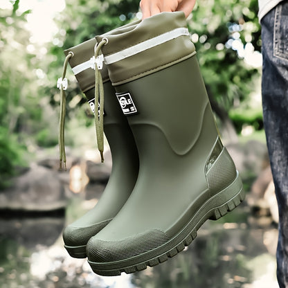 Men's Lightweight Rubber Rain Boots Casual Mid-Calf Style