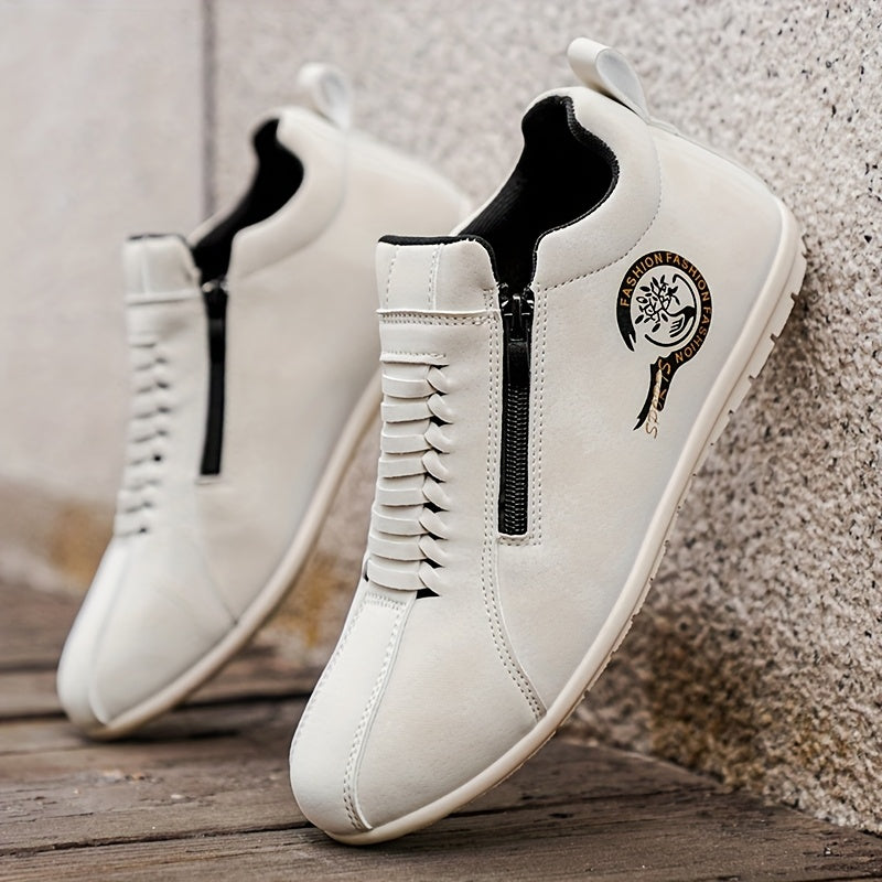 New Lightweight Casual Sneakers for Men, Stylish Zip-Up Skate Shoes Ideal for Outdoor Walking And Street Fashion - ayq