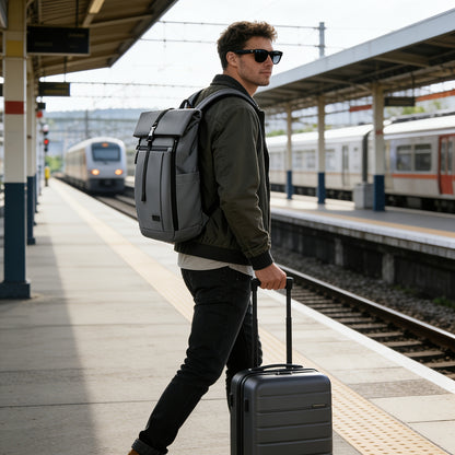 Casual Roll-Top Oxford Backpack for Men, College & Commuting