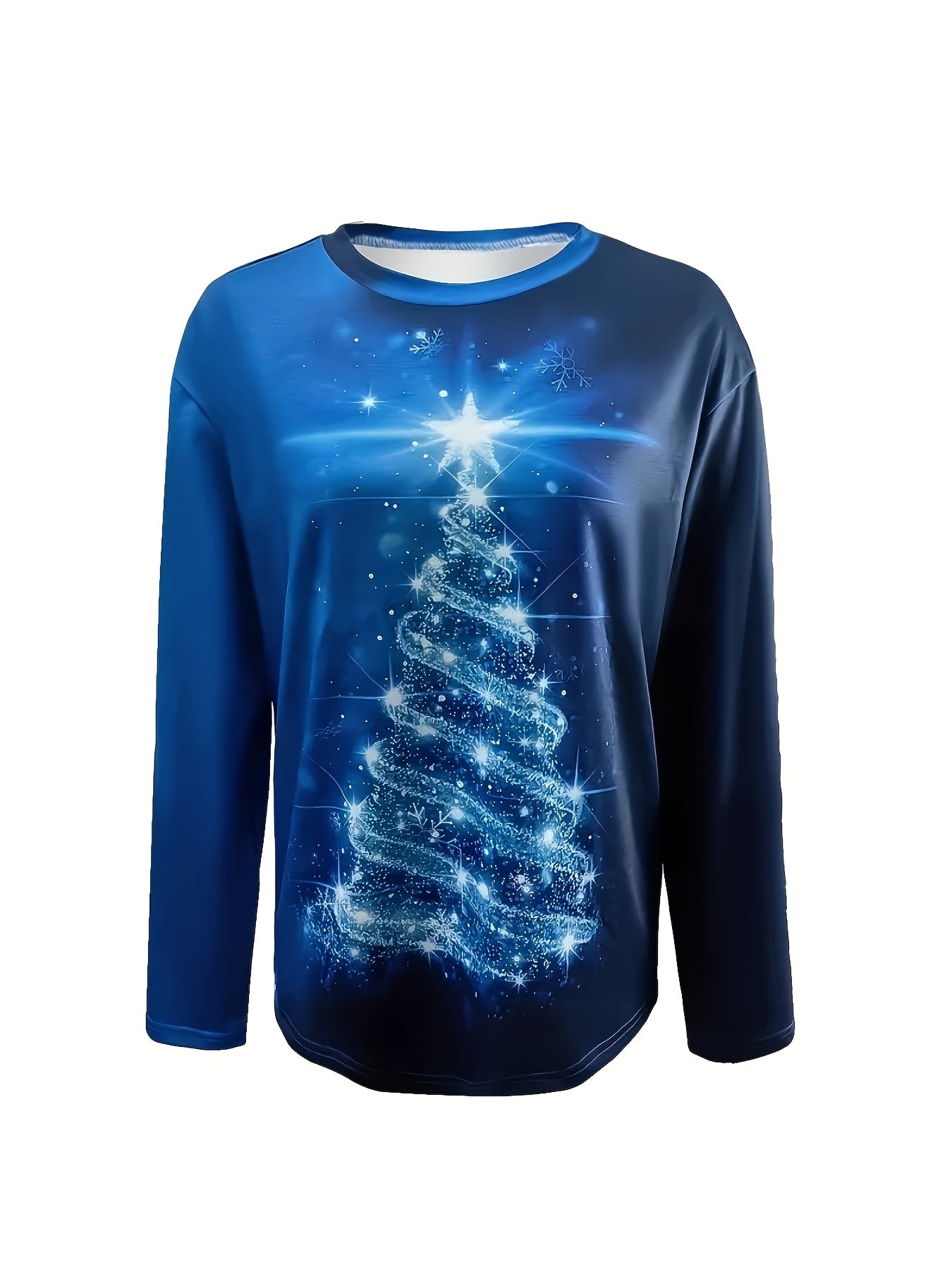 Christmas Tree Print Sweatshirt, Casual Long Sleeve Crew Neck Sweatshirt, Women's Clothing