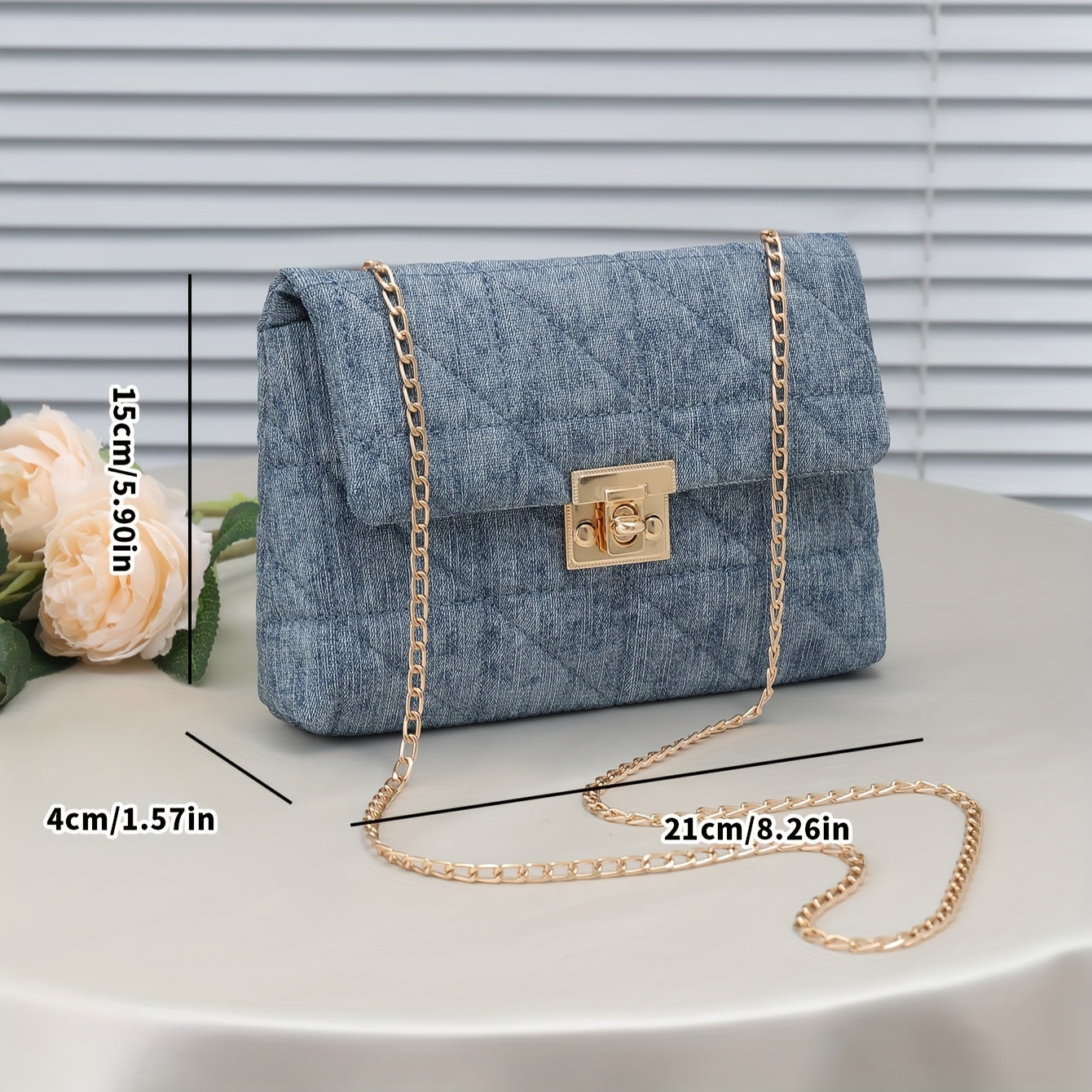 Lock buckle bag chain bar grid single shoulder crossbody bag fashionable and versatile Women's bag