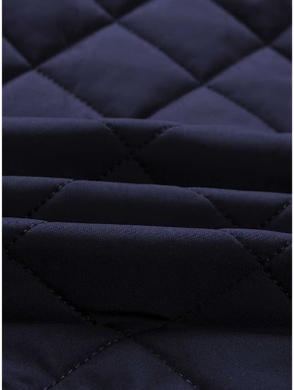 Men'S Diamond Pattern Fleece-Lined Jacket | Casual Stand Collar Warm Coat with Zipper Closure for Autumn and Winter