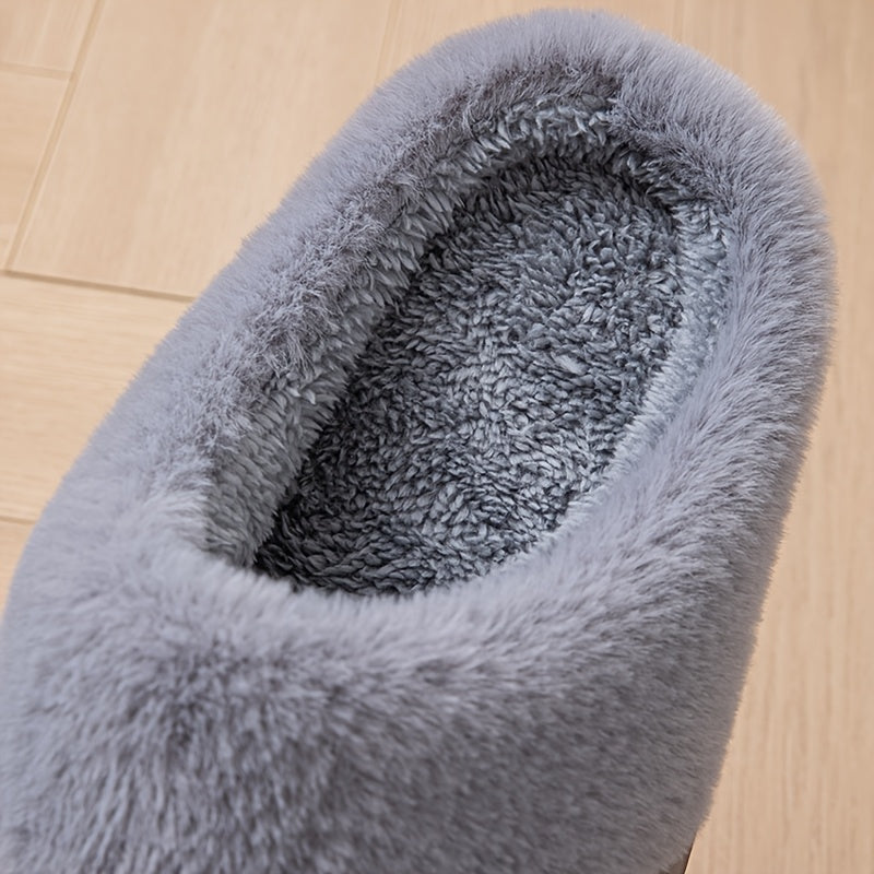 Men's Large PU Faux Leather Slippers Thick EVA Sole Warm Slip-On