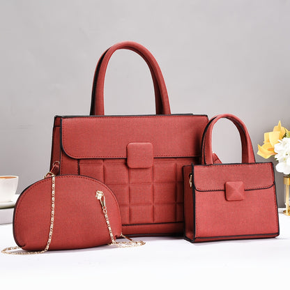 Set of 3 Stylish Large-Capacity PU Tote Bags with Adjustable Strap