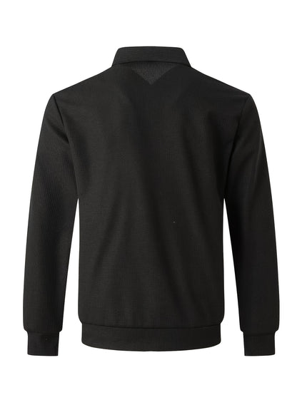 Men's Plain Waffle Zipper Jacket Casual Daily Fashion