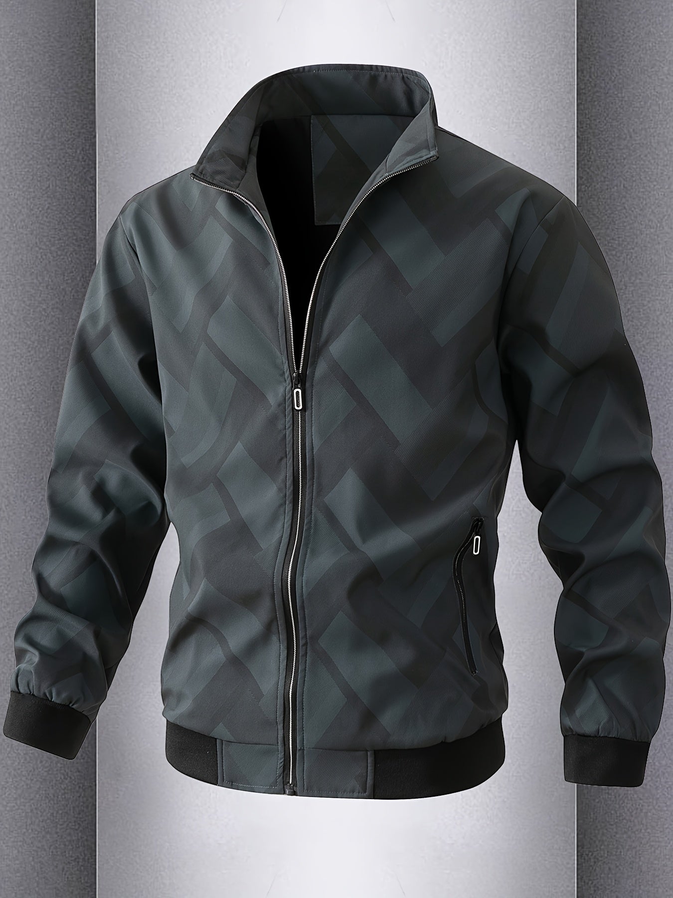 Men'S Lightweight Softshell Jacket - Olive Green/Black/Gray/ - Stand Collar Windproof Coat with Zippered Pockets - Non-Stretch Fabric for Hiking, Gym, Casual Outdoors - Spring/Fall Athletic Outerwear - Easy-Care Sportswear, H