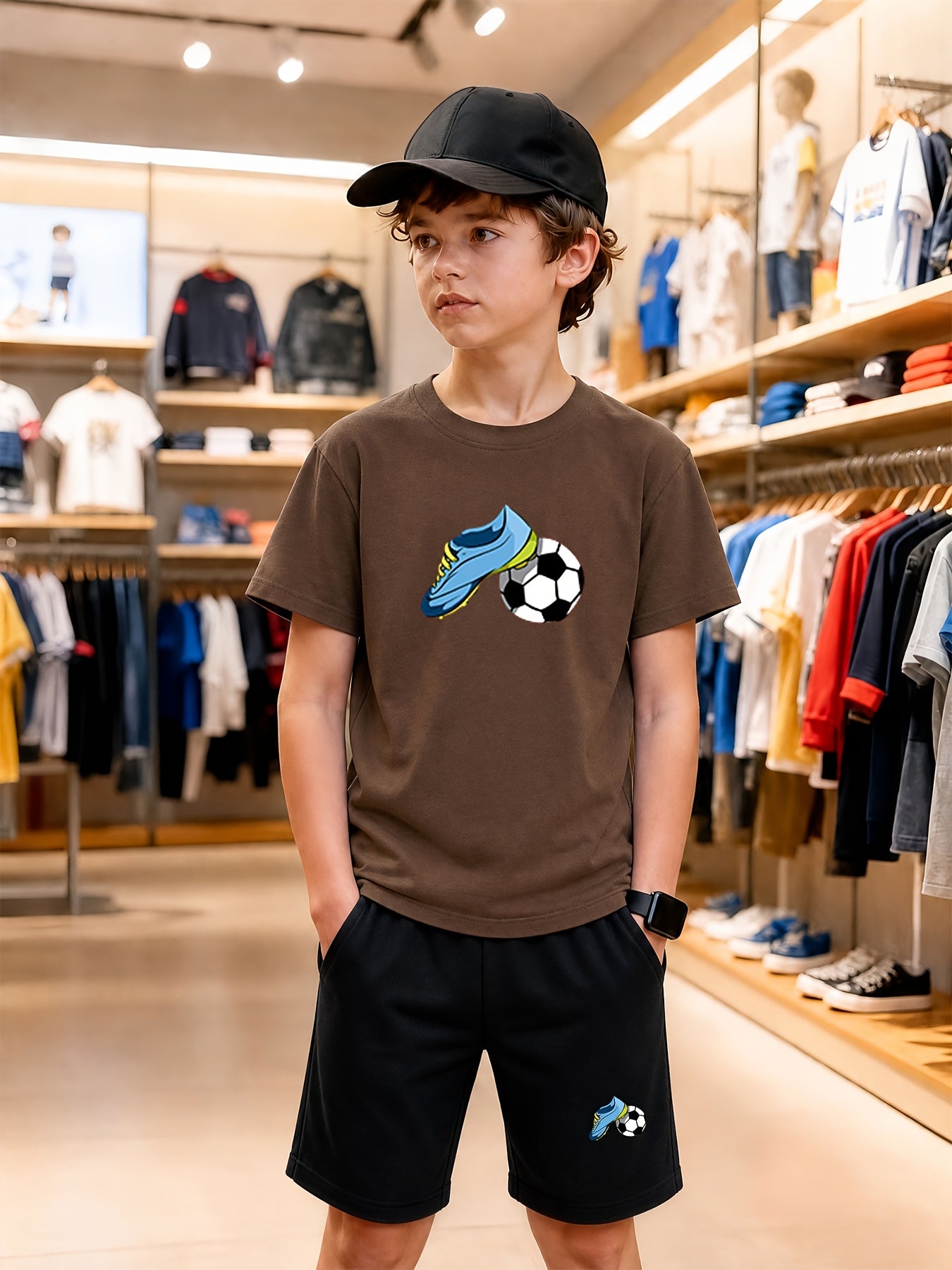 Boys' Casual Cotton T-Shirt & Shorts Set for Spring Summer