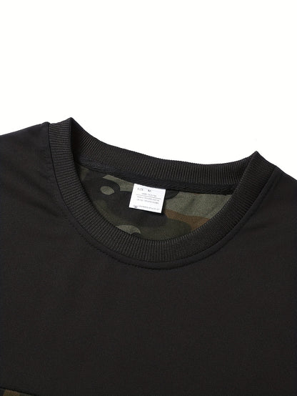 Men'S Camouflage Short Sleeve T-Shirt & Pants Set - Breathable, Quick-Dry Knit Fabric, Casual Style, Regular Fit, Ideal for Outdoor Activities, Hiking, and Fishing, Outdoor Clothing | Casual Style | Comfortable Fit