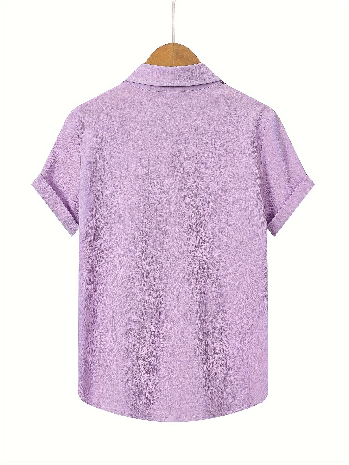 Boys' Casual Short Sleeve Solid Color Shirt with Stretch Fabric